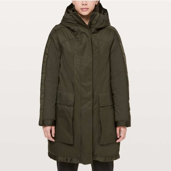 Lululemon Out In The Elements Parka - Dark Olive - Size 6  *read description* - Picture 2 of 15